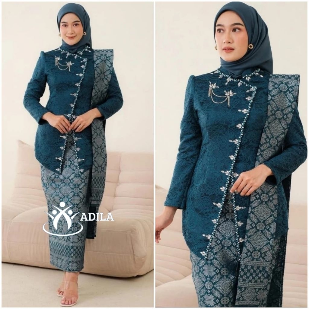 (ADA JUMBO) Set Kebaya Modern Janggan Series Kebaya Wisuda Lamaran Tunangan Full Payet Kondangan Ter