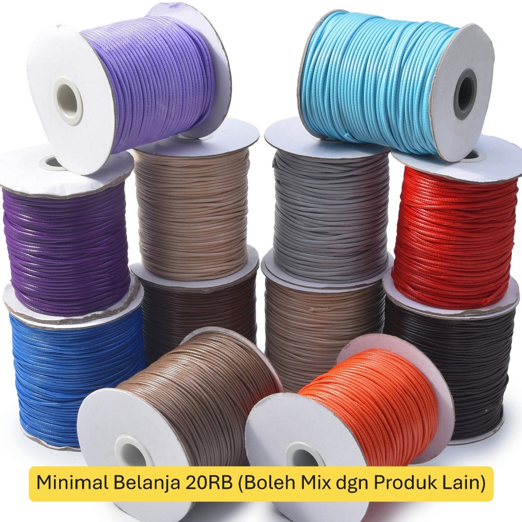 Korean Waxed Thread 1mm | Tali Kulit Korea warna Hitam Coklat Tua Sedang Cream Putih| untuk membuat 