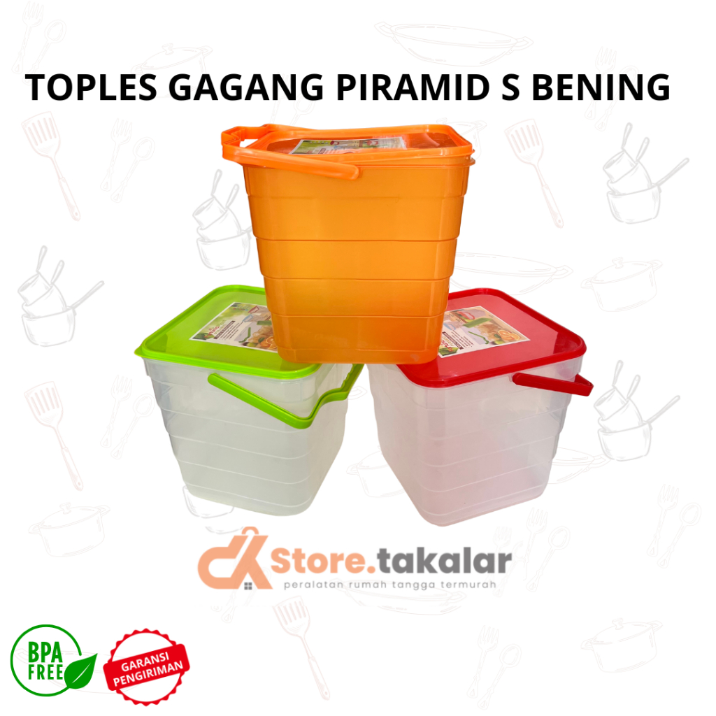 Toples Piramid S Toples Snack Bening Plastik Sealware Kerupuk Serbaguna Jumbo dengan Gagang