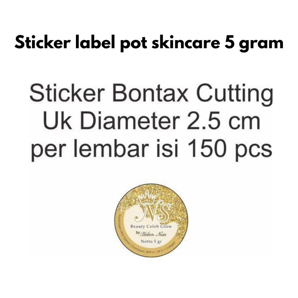 

sticker label pot skincare 5 gram, Bontax, Cutting kecil,