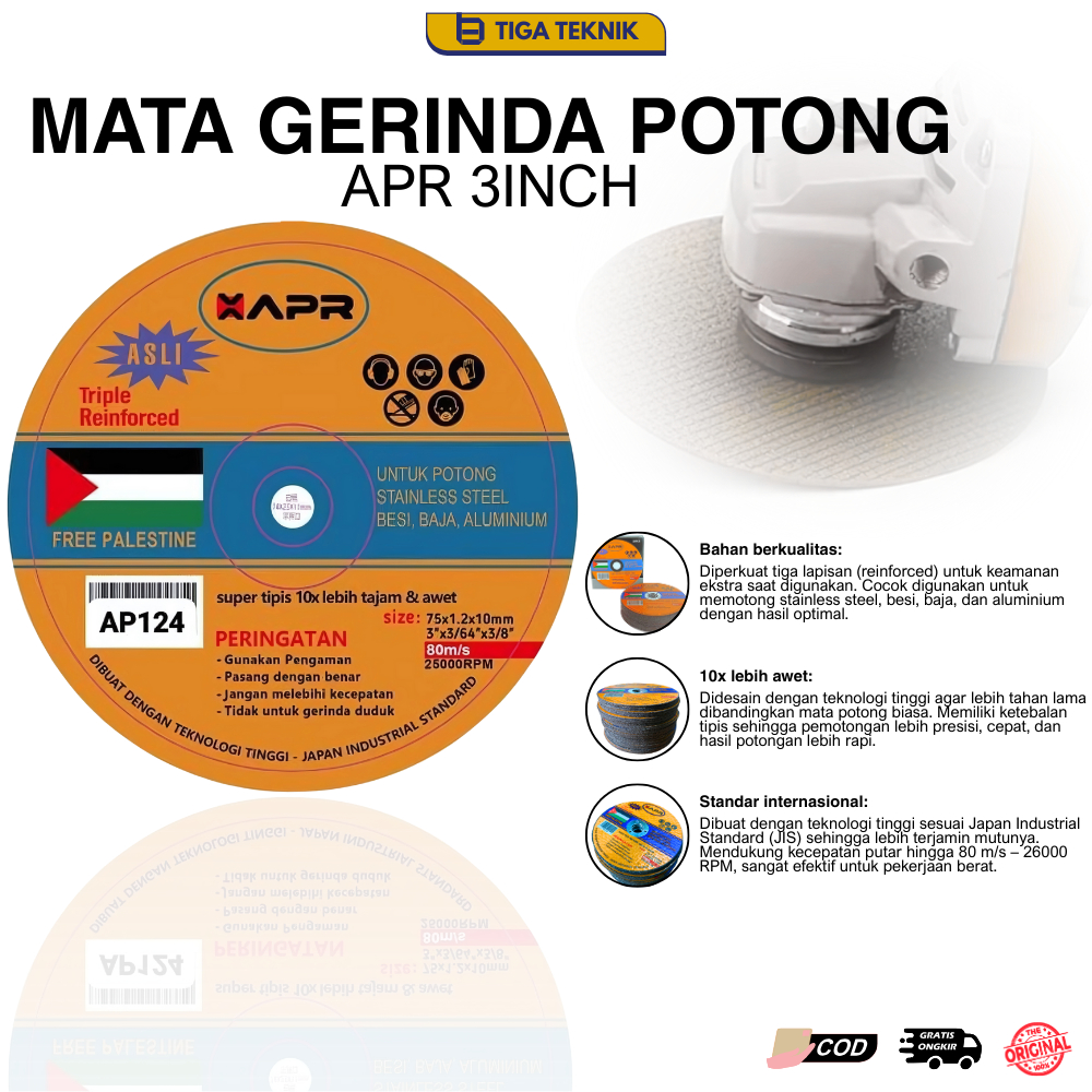 Mata Gerinda Potong 3" Besi Stainless Alumunium