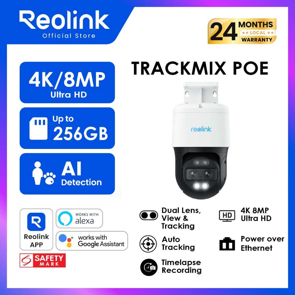 Reolink TrackMix 4K Dual Lens PTZ 6X Zoom Outdoor CCTV