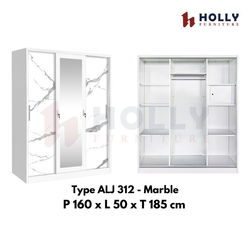 Lemari pakaian besi sliding minimalis / lemari baju bahan besi kuat / lemari besi sliding kokoh