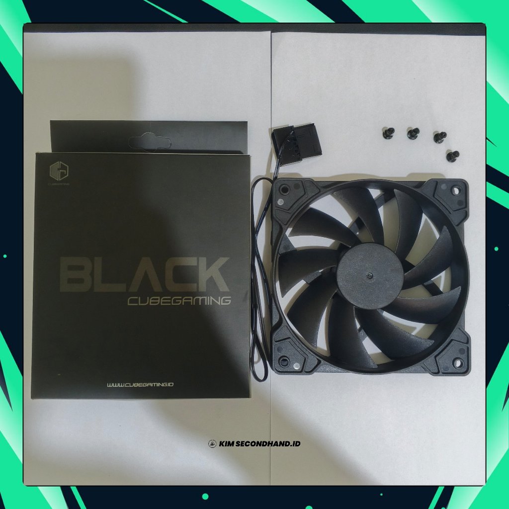 FAN Casing Komputer / PC Cube Gaming Hitam Non RGB 12 CM Bekas Normal