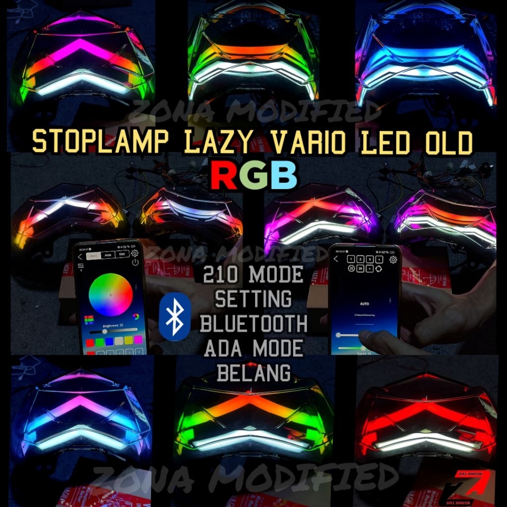 Stoplamp Lazy Vario 125/150 Led Old PNP Fullset/Stoplamp Lazy Vario RGB Belang