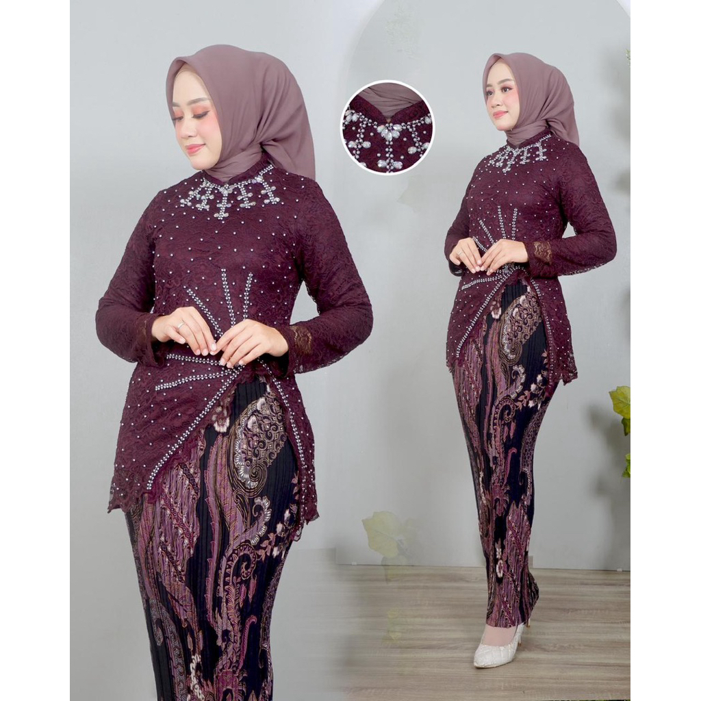 Setelan Kebaya Calista Payet / Kebaya Pesta / Atasan Kebaya Payet