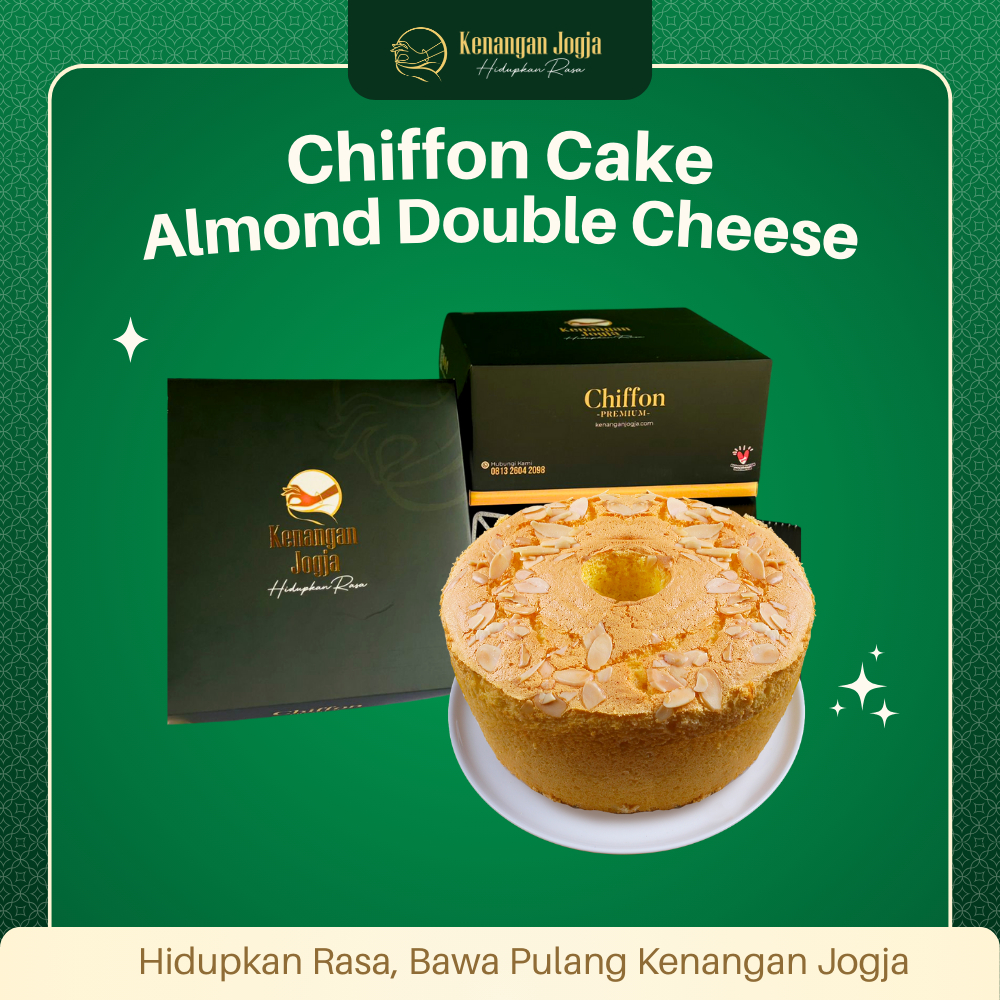 Chiffon Cake Almond Double Cheese Ater-Ater/ Kue Hantaran/ Aqiqah/ Tasyakuran/ Oleh-oleh Jogja