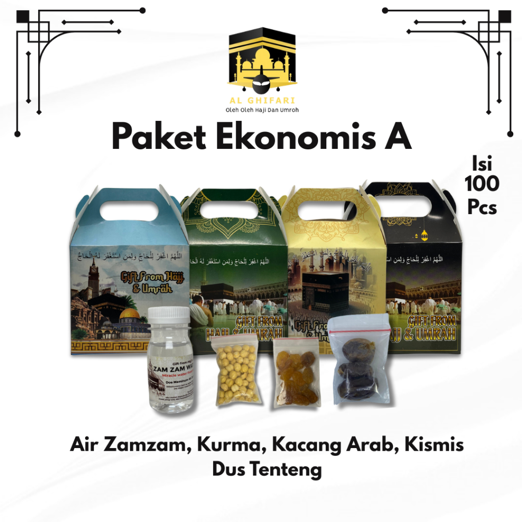 

Paket Oleh-Oleh Haji dan Umroh 100Pcs / Paket Ekonomis Oleh-Oleh Haji dan Umroh Lengkap Dus tenteng