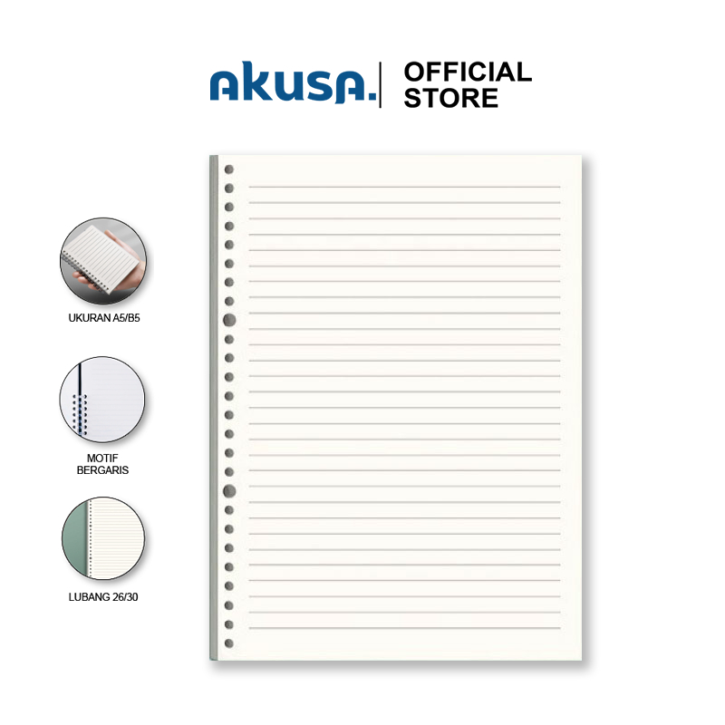 

AKUSA Refill Notebook A5/B5 Kertas Isi Ulang Binder Buku Tulis Catatan Kertas Halus Tebal BNR001
