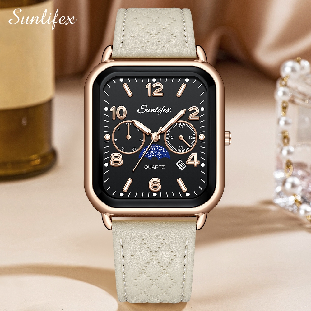 Sunlifex Jam Tangan Wanita Original Anti Air Persegi Dial 5009 Fashion Korea Style Jam Cewek Kecil
