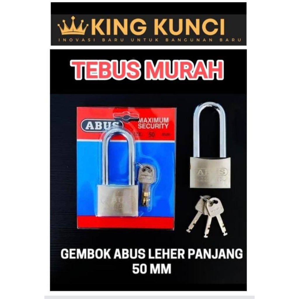 Tebus Murah Gembok abus 50 mm leher panjang / Gembok Abus 50 MM L panjang