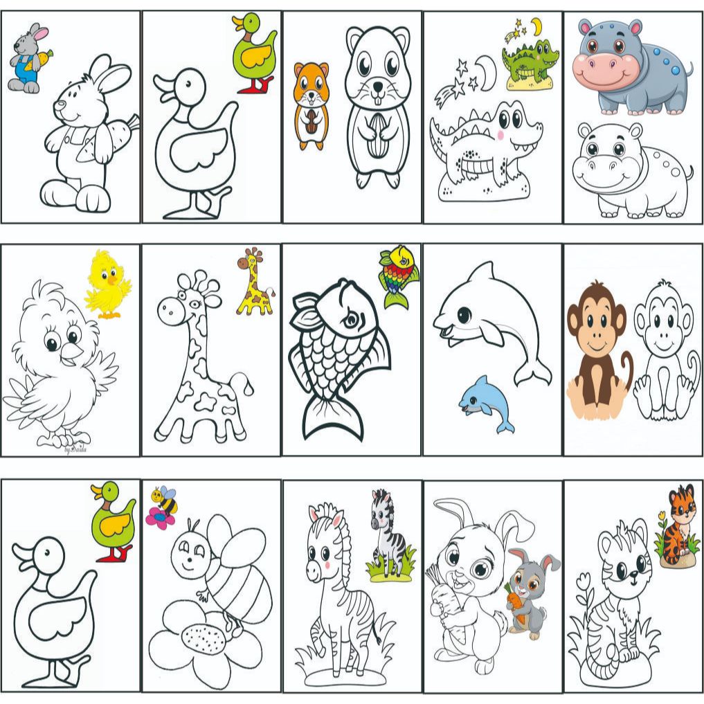 

Tema Hewan - Lembar Mewarnai Anak – 15 Lembar – Kertas HVS A5 - Gambar Disertai Contohnya