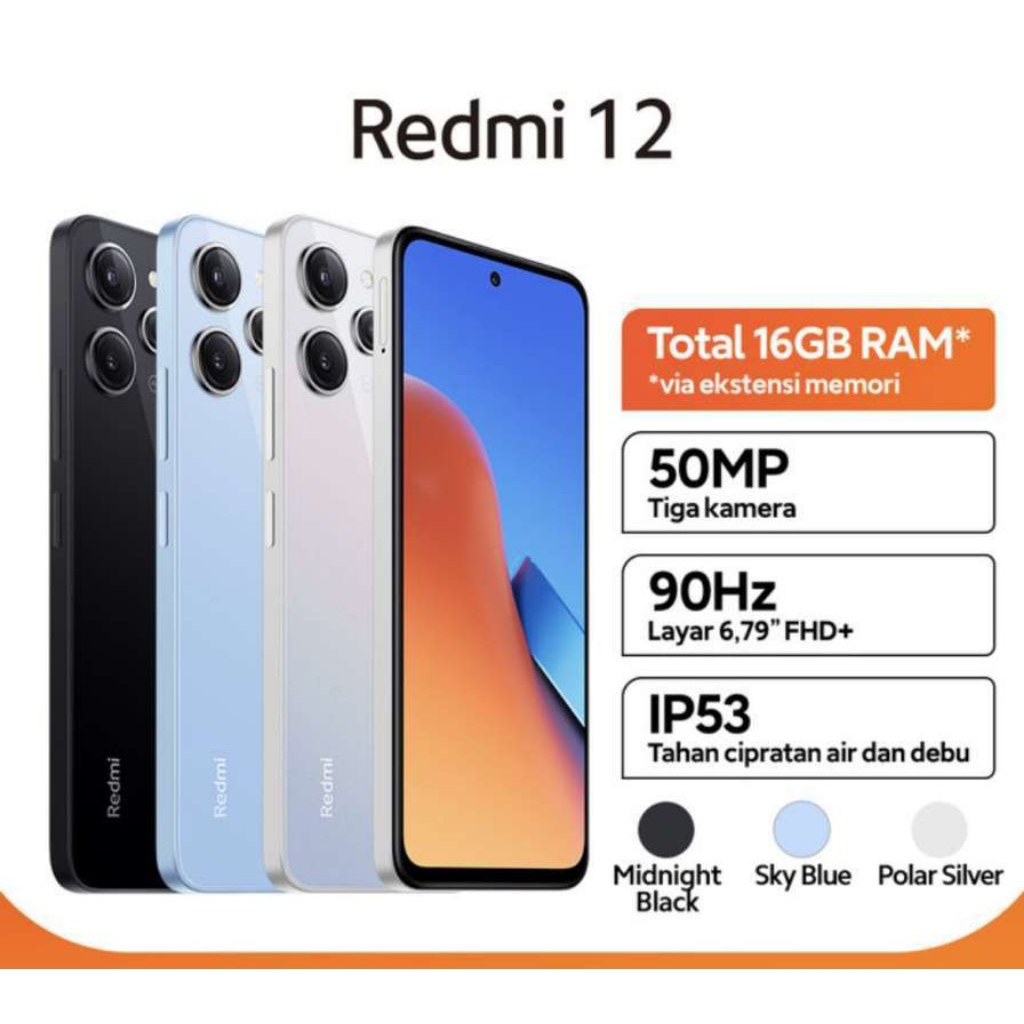 HP XIAOME REDMI 12 8/128GB - MI REDMI 12 RAM 8GB ROM 128GB RESMI