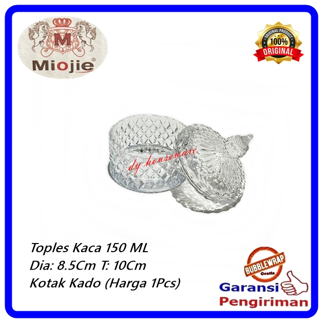 Toples Kristal 150Ml Toples Kaca Mini 150 Ml Diameter 8.5Cm Tinggi 10Cm Kotak Kado Miojie ( Harga 1 