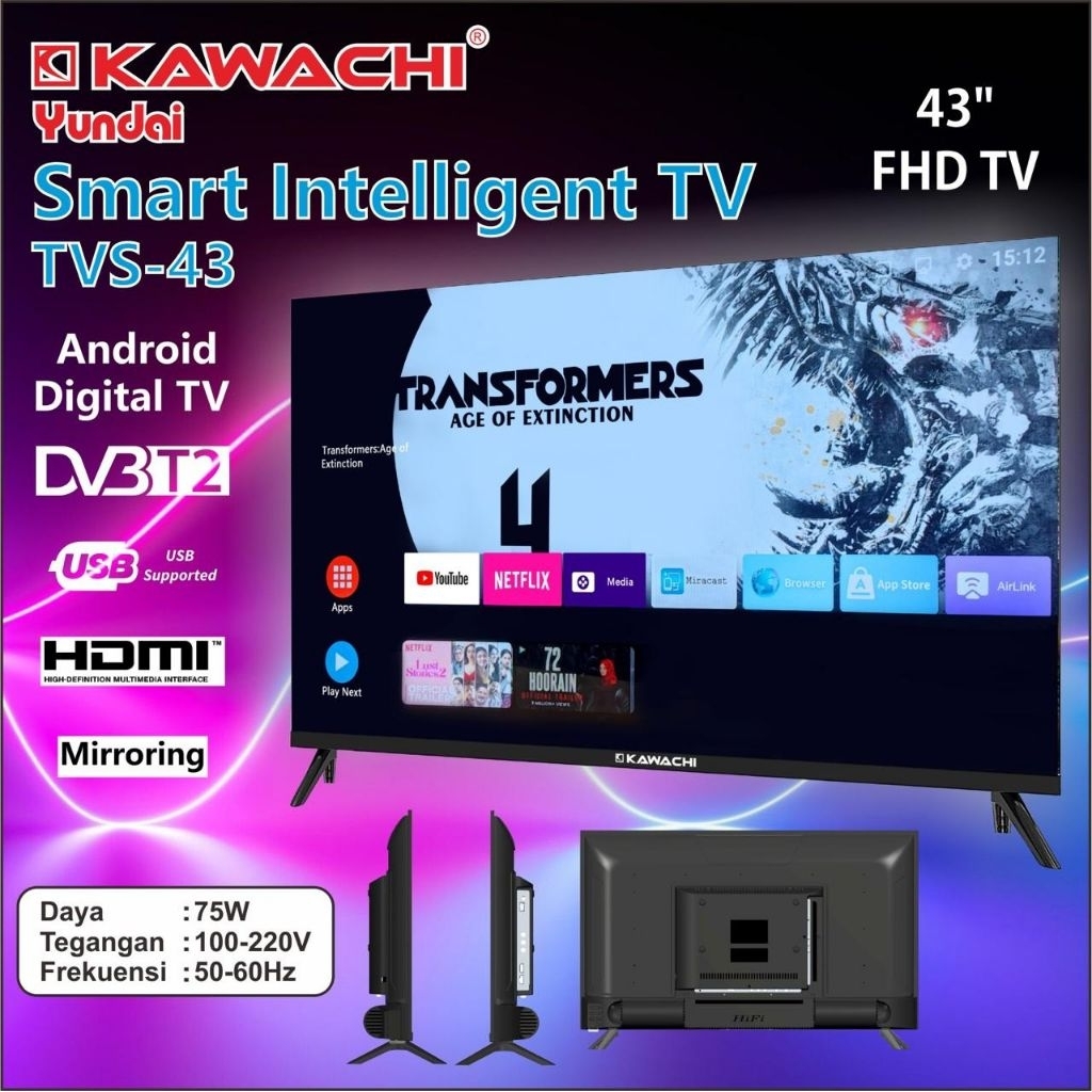 Smart TV Android TV android 32 inch/42 inch Android TV Kawachi Yundai Bergaransi FREE PACKING KAYU