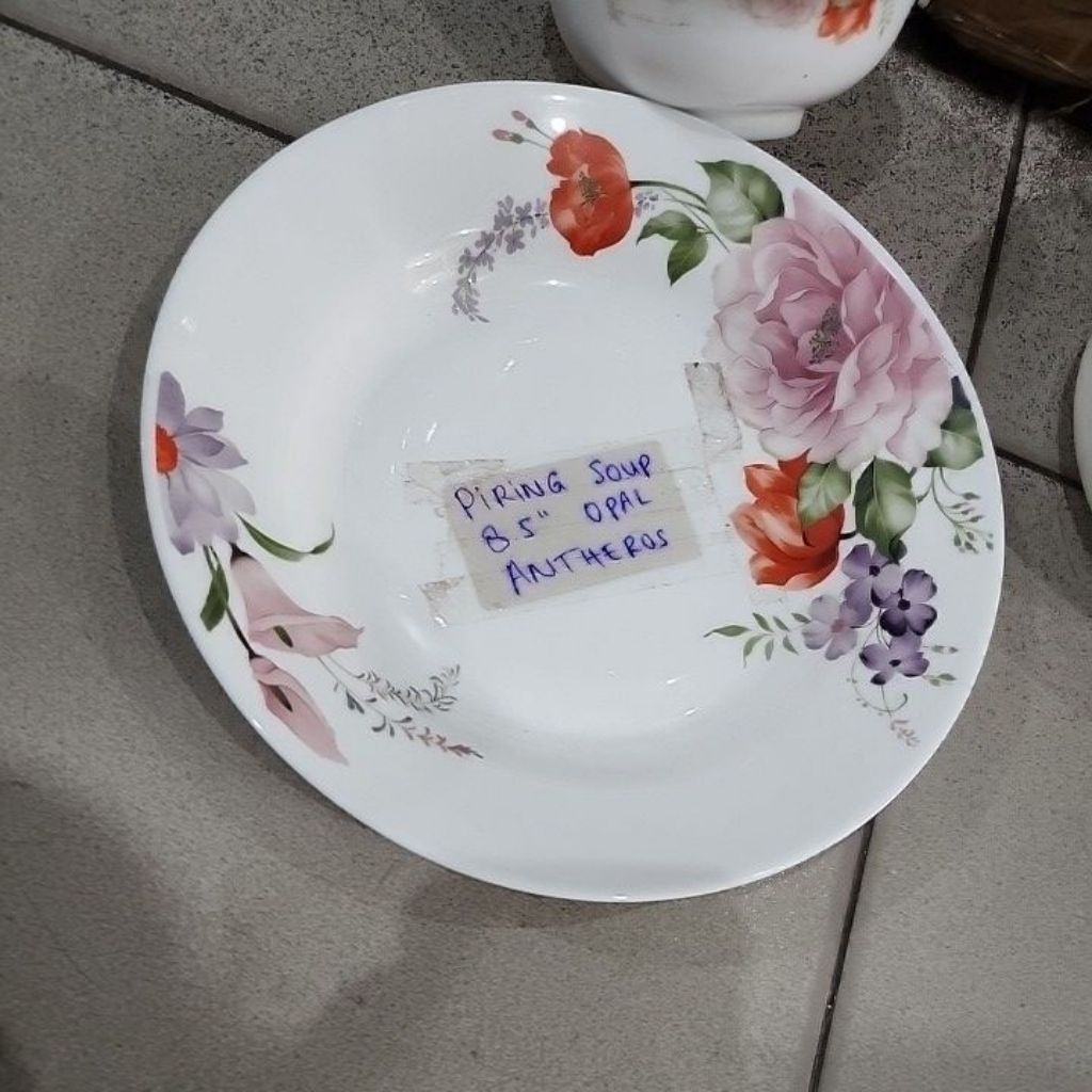 Piring Makan Bunga Keramik Putih Taniti Piring Sop Bunga Mangkok Sop Bunga Piring set bunga Piring E