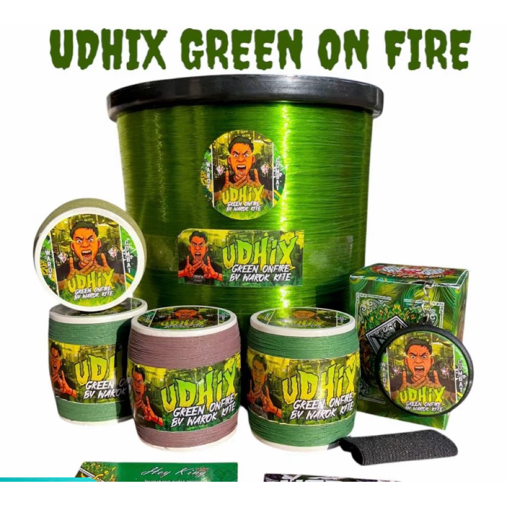 Gelasan Udhix Green On fire Warok Kite Matot Bahan Hijau size 0,23 Daily Tournament Original By Waro