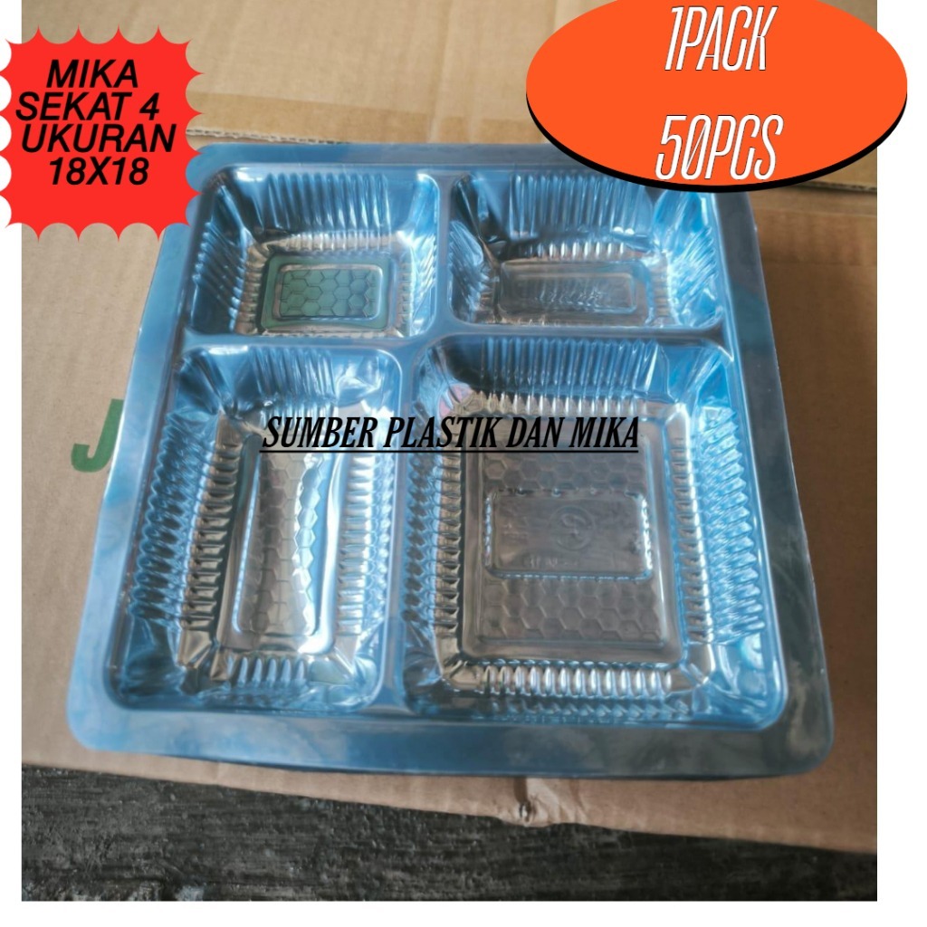 [ 50pcs ] Mhami M-18 & M-20 Mika Nasi Sekat 4 18x18 Mika Sekat 4 20x20 Sekat 5 Mika Nasi Kotak