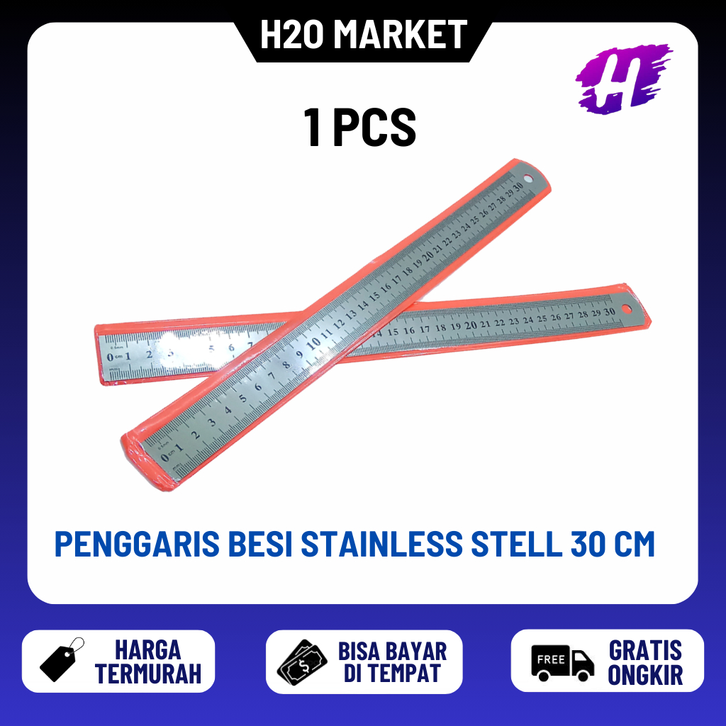 

❤️H2O❤️ Penggaris Garisan BESI Stainless Steel 30 CM