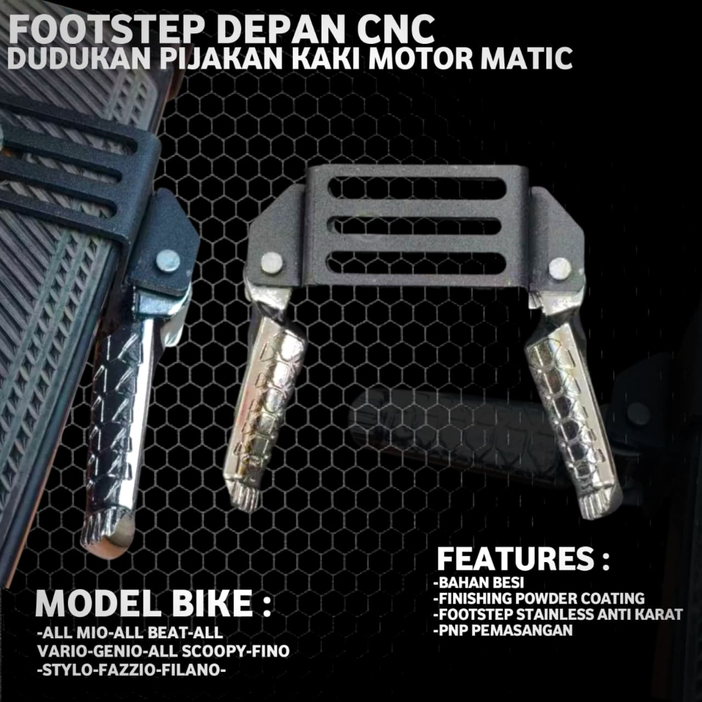 PIJAKAN KAKI DEPAN MATIC (PAKET KOMPLIT LENGKAP DENGAN FOOT STEP PIJAKAN KAKI CHROME APRILIA UNIVERS