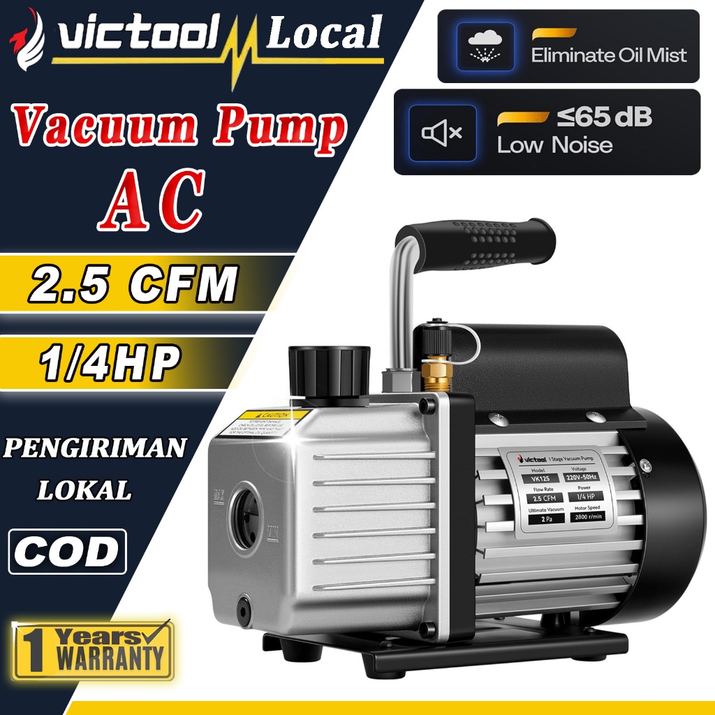 Victool Vacuum Pump AC 2.5CFM Putar Portabel Alat perawatan AC Kecil Single Stage Vacum Kompresor 1/