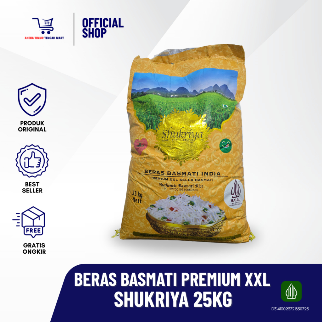 

Shukriya Beras basmati premium XXL sella 25kg/ Golden Sella / Authentic Basmati Rice
