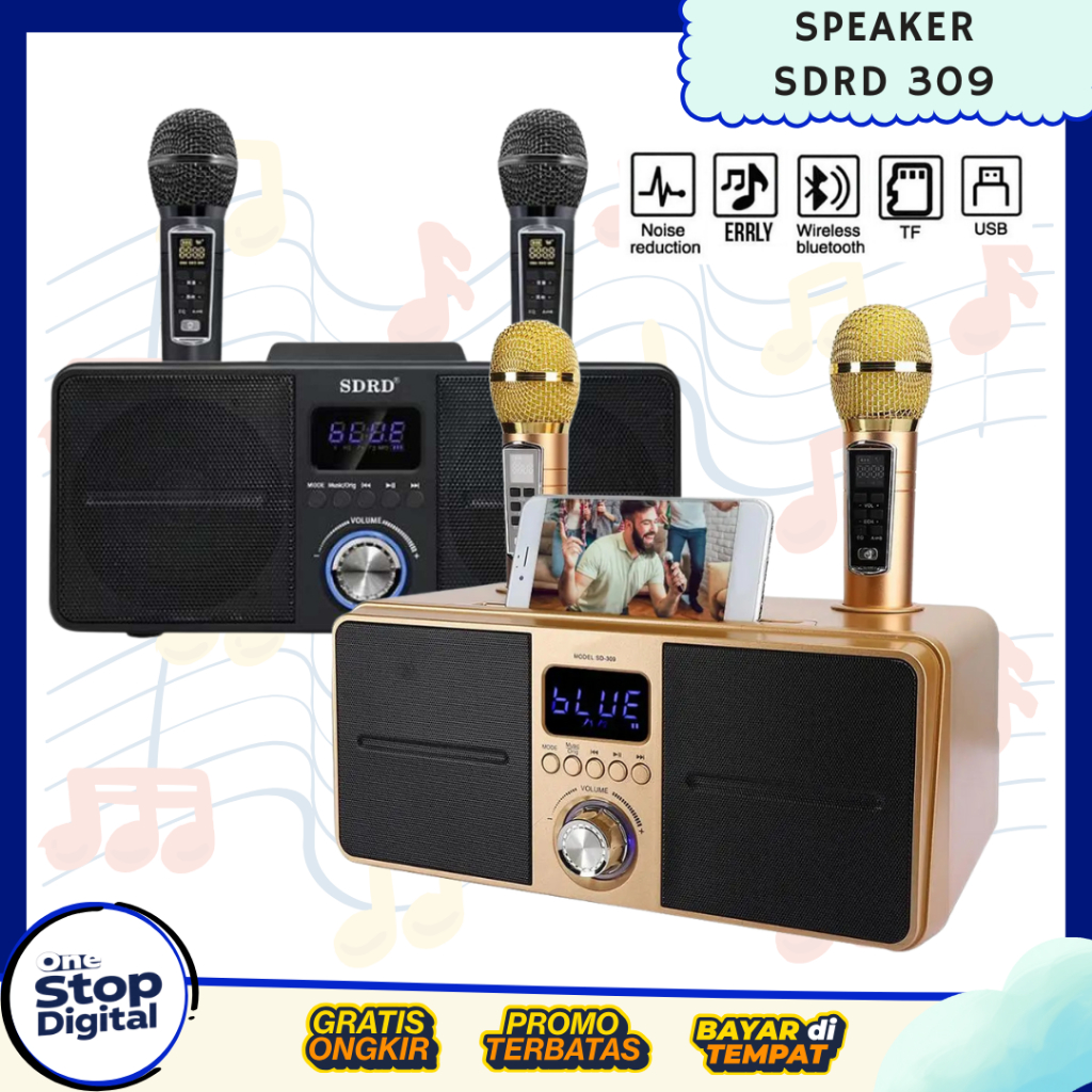 SDRD SD 309 Speaker Karaoke Bluetooh Sdrd SD309 Dengan 2 Microphone Wireless
