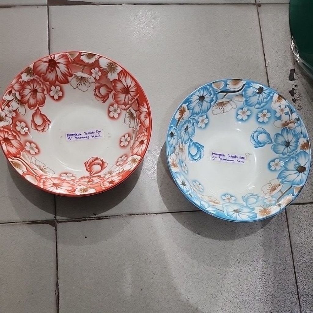 mangkok bunga keramik 9inch dex mangkok bunga estetik bunga biru bunga merah