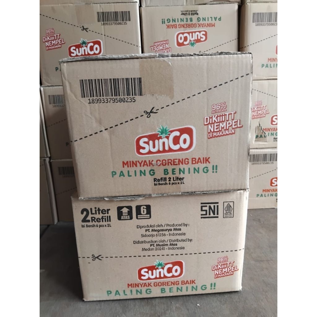 

minyak sunco 2liter pouch dapat 1 karton Dan 2 karton