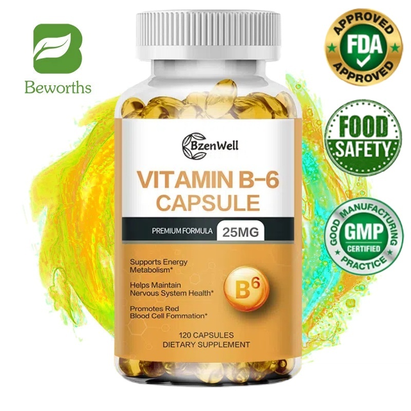 VITAMIN B-6 CAPSULE PREMIUM FORMULA 25MG: Kapsul Vitamin B6 Formula Premium (25mg/butir), Mendukung 