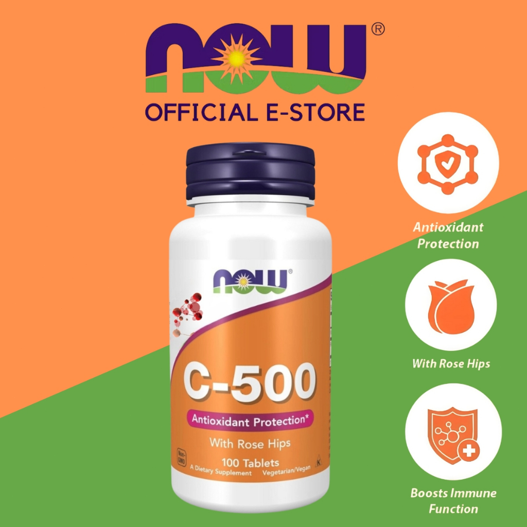 Now Foods  Vitamin C-500 with Rose Hips 100Tablets  Antioxidant Protection
