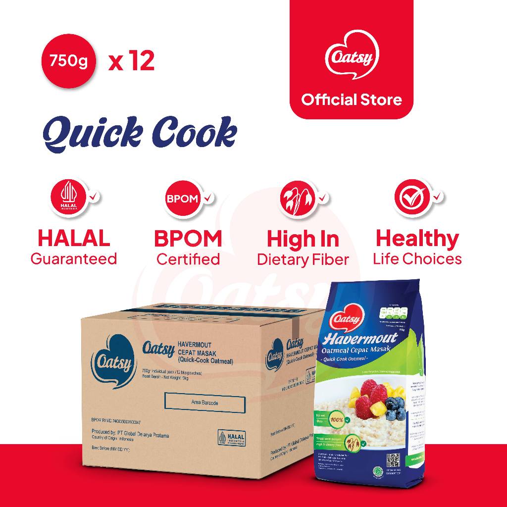 

OATSY Quick Cook Oatmeal 750g - Carton Box (12pcs)