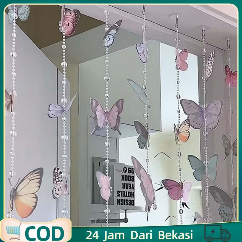 Beaded Curtain 6M Tirai Benang Kupu Kupu Tirai Manik Kupu Kupu Tirai Manik Manik Untuk Pintu