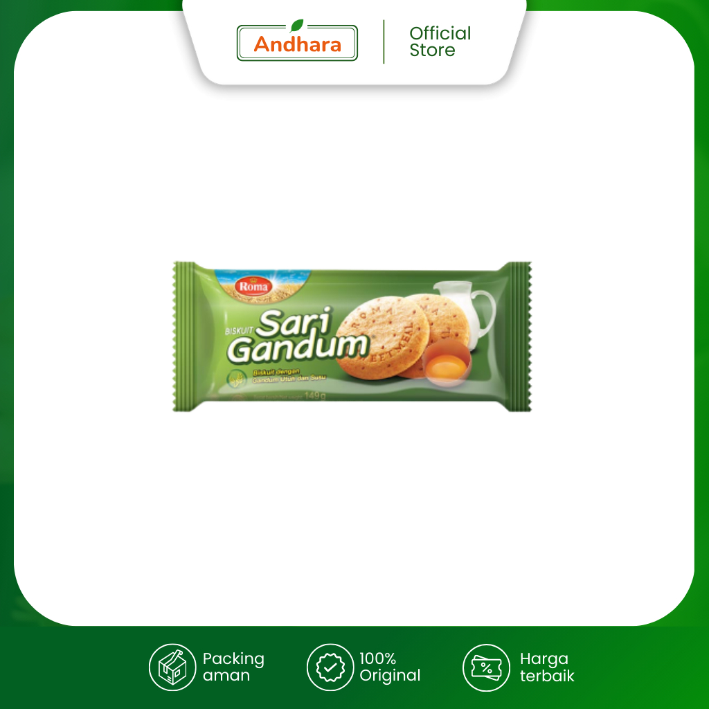 

Roma SARI GANDUM 149gr - Biskuit Dengan Gandum Utuh dan Susu