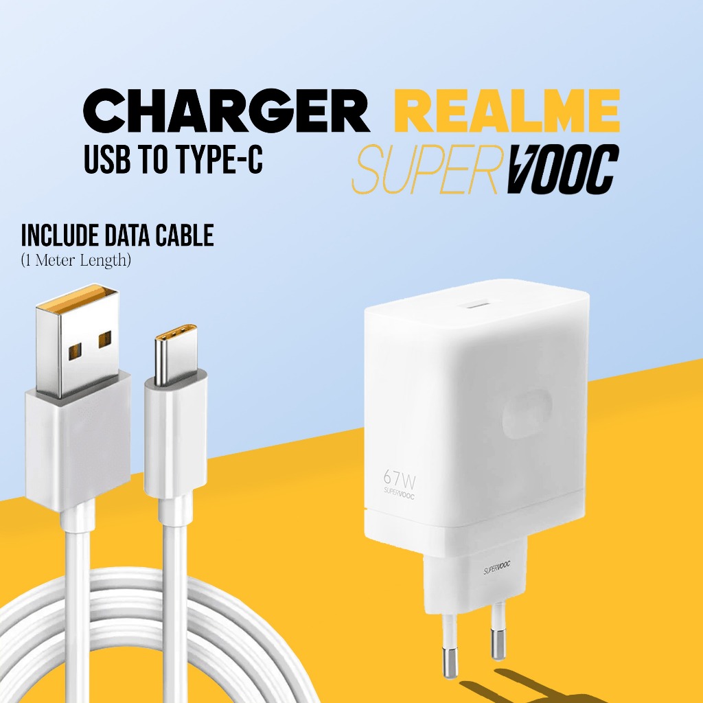 CHARGER REALME 67 WATT TYPE C | SUPERDART FAST CHARGING ORIGINAL 100%