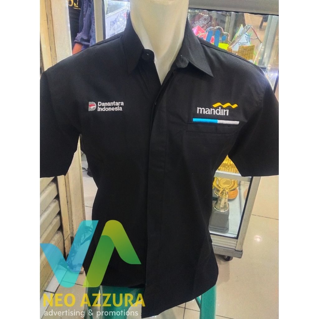 Kemeja seragam kerja DANANTARA BANK MANDIRI pria/wanita lengan pendek | polos & formal