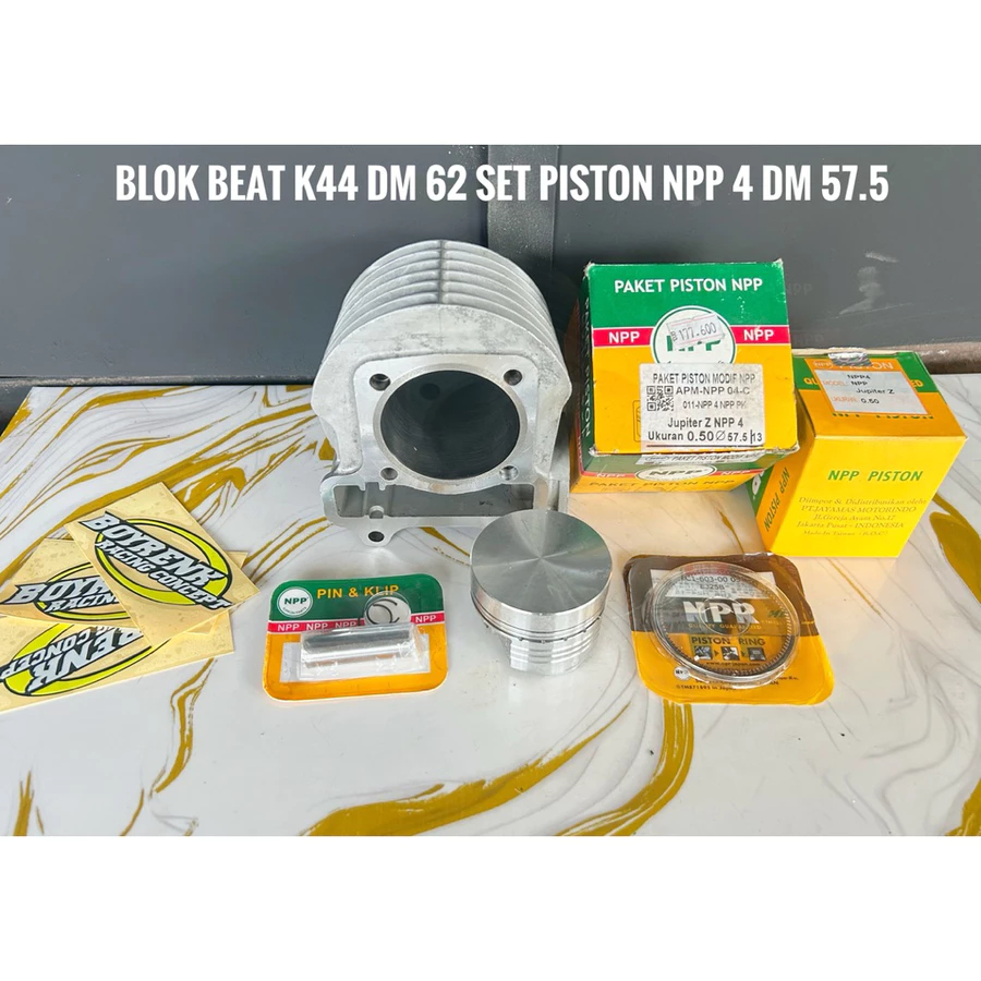 PAKET BORE UP BLOK BEAT KARBU INJEKSI ESP POP KVY | KZL | K44 LINER 62 SET PISTON 57/57.5/58 - BOYRE