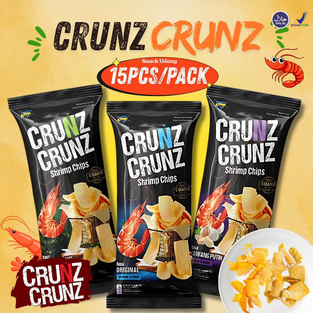 

KERUPUK UDANG CRUNZ CRUNZ ISI 15PCS VARIAN RASA SNACK CEMILAN VIRAL KERIPIK KENTANG BAWANGPUTIH RUMPUTLAUT DAN ORIGINAL
