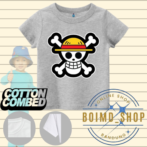 Baju Kaos Anak Laki Laki Logo One Piece bahan Cotton Combed 30s Usia 1-12 Tahun
