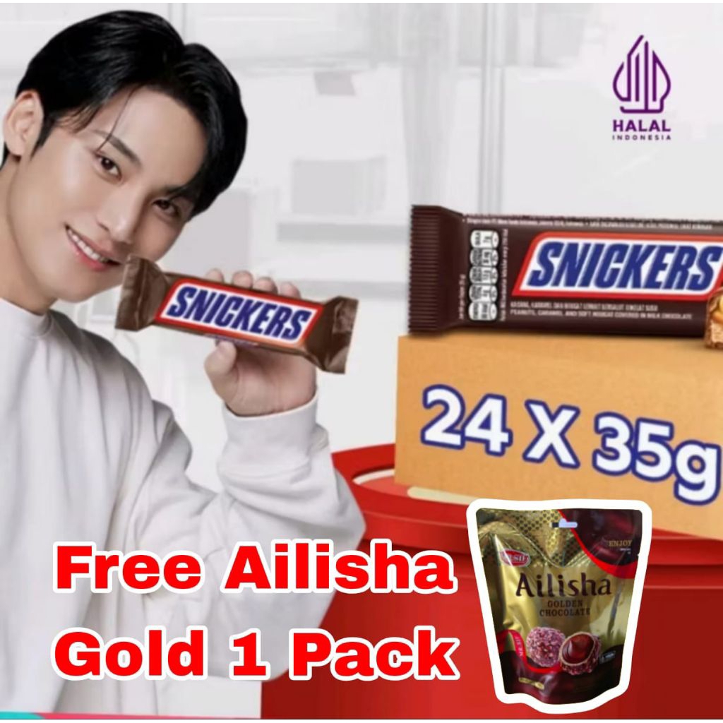 

SNICKERS Coklat 24pcs 1Box 35g FREE AILISHA GOLD 1 PACK