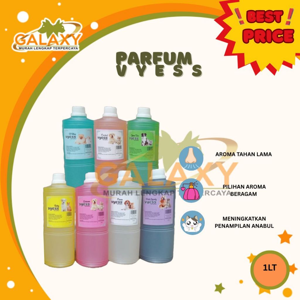 PARFUM VYESS 1LT BETTY - BLUE - EXTREME - GREAN TEA - OCEAN - ORCHID - SPORTY (PARFUM HEWAN TAHAN LA