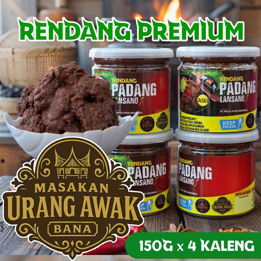

Rendang PREMIUM Padang Lansano ORIGINAL [150 Gr x 4 kaleng] Halal tanpa Pengawet.