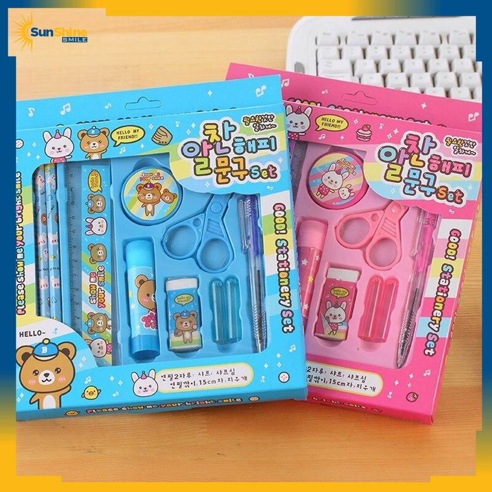 

EC Paket Alat Tulis Anak 8IN1 Karakter / Alat Tulis Set Anak TK Gift Kids Stationery / Set School Supplies for Child Sunshine Smile A26