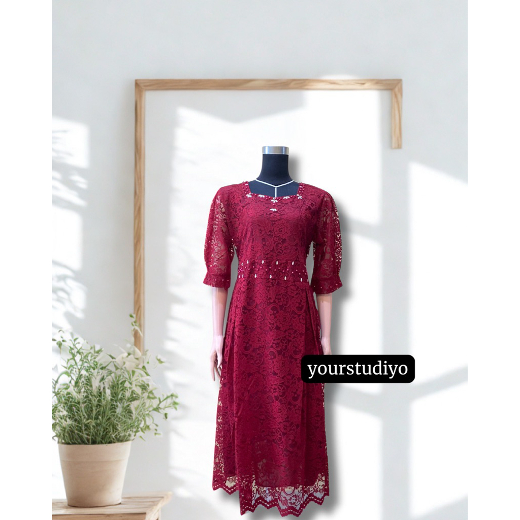 KY - Dress Wanita Brokat Terbaru (Sylva) / Dress Brokat Wanita / Dress Brokat Wanita Terbaru