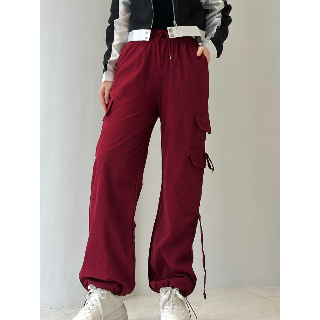 BAIQMARKET celana cargo wanita kekinian korean , celana cargo korean murah pinggang karet , cargo pa