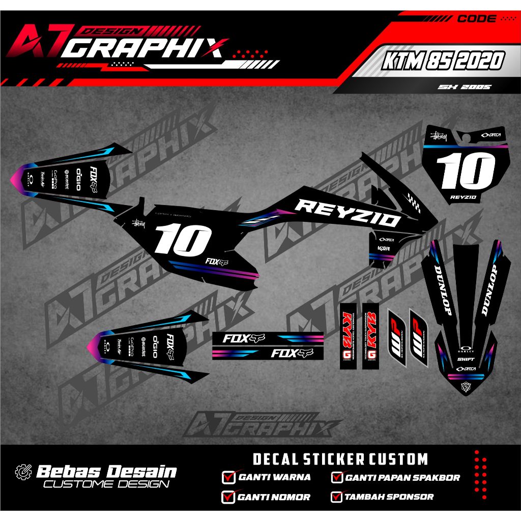 DECAL STIKER KTM 85 2020  - DECAL MOTOR KTM 85 2020 MASIH BISA DI EDIT FREE CUSTOME FULL BODY
