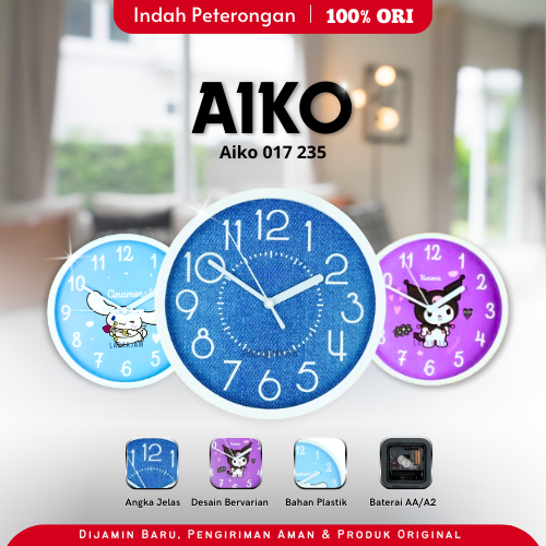 JAM DINDING AIKO 0017/AIKO 001/JAM DINDING MOTIF/JAM MURAH/DIAMETER 30CM/JAM DINDING KARAKTER