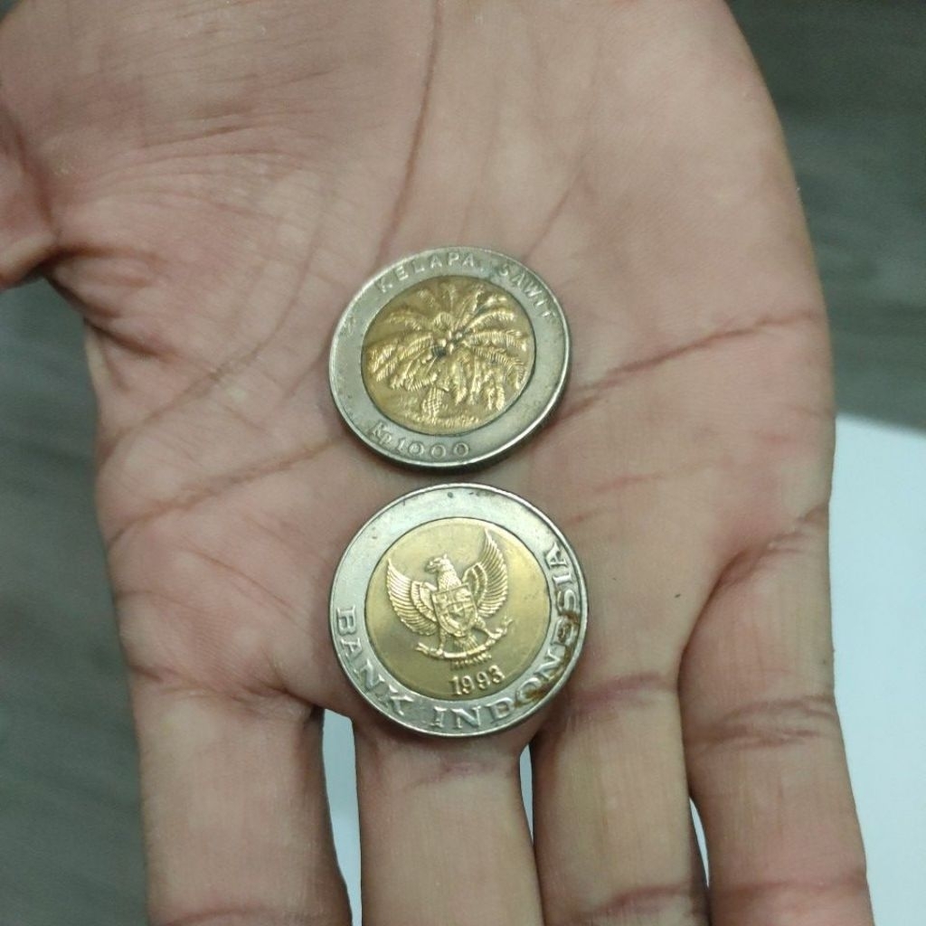 Koin kuno pecahan Rp 1.000,- kelapa sawit th 1993