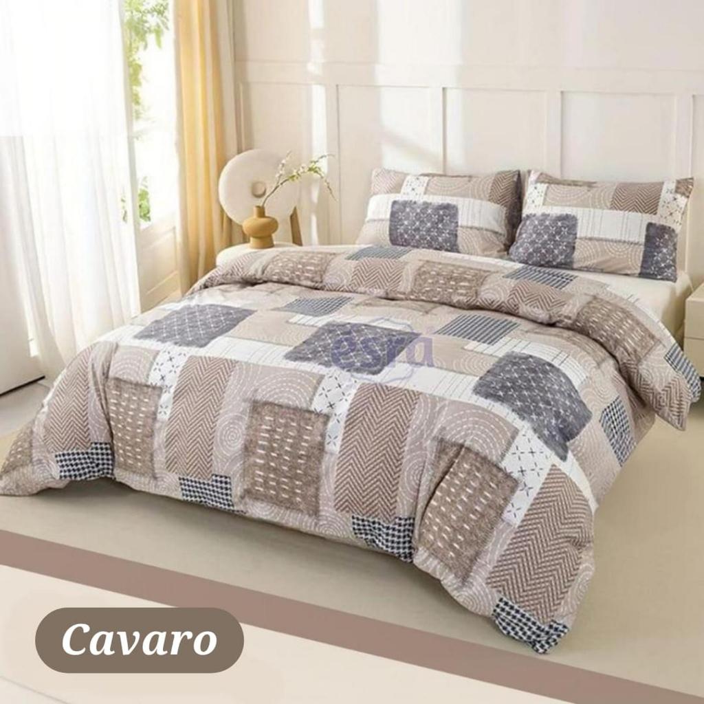 Bedcover Set Katun Motif Kotak Cavaro | Bedcover Adem Dingin | Bed Cover Set Dewasa Cewek Cowok