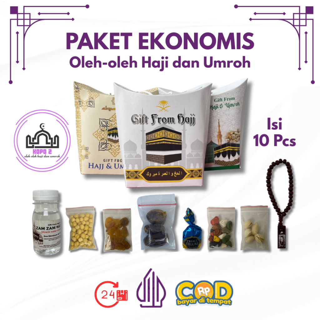 

Paket 10 Pcs Ekonomis Tasbih Oleh-oleh Haji dan Umroh isi Air Zamzam / Dus Tali